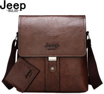 JEEP BULUO Men Shoulder Bag Set Big Brand Crossbody Business Messenger Bags Casual pu Leather For Man Fashion New Hot Salling
