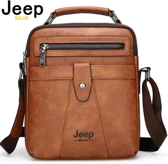 JEEP BULUO New Classic Crossbody Shoulder Bag For 9.7' iPad Big Size Men Messenger Bags High Quality Men's Leather Tote Handbag