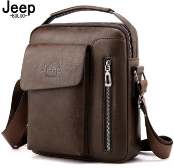 JEEP BULUO Vintage Crossbody Bags High Quality Male Bag PU Leather Handbag Capacity Men Messenger Bags Casual Men Shoulder Bag