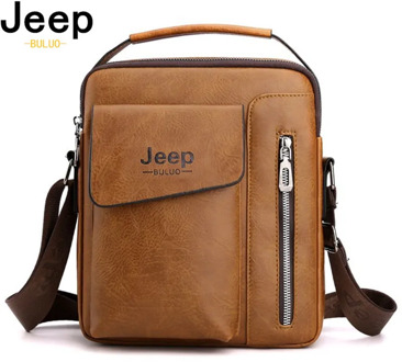 JEEPBULUO Casual Men Shoulder Bag Vintage Crossbody Bags High Quality Male Bag PU Leather Handbag Capacity Men Messenger Bags