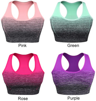 JELLPE ladies gradient high stretch sports bra, quick-drying padded back sports top, seamless yoga running fitness sports bra