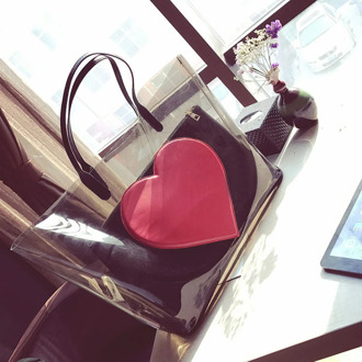 Jelly Handbag Shoulder Transparent Beach Bag Pvc Luxury Handbags Shopping Bags Heart Large Tote Bag UnisexComposite Bag