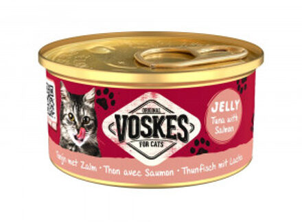 Jelly tonijn met zalm natvoer kat (24x85 g) 2 trays (48 x 85 g)