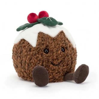 Jellycat kerst knuffel amuseable christmas pudding, 17 cm