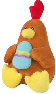 Jemini Pluche bruine kip knuffel met paasei 16 cm