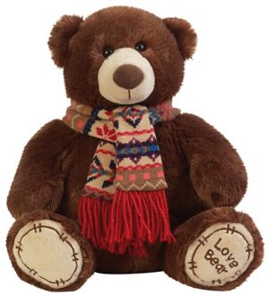 Jemini Pluche knuffel beer bruin met sjaal 65 cm