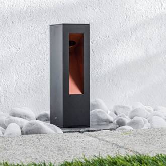 Jenke LED sokkellamp van aluminium grafietgrijs, goudmat