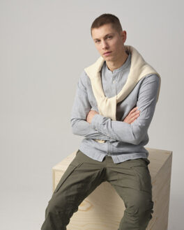 Jeroen casual overhemd met lange mouwen Blauw - S