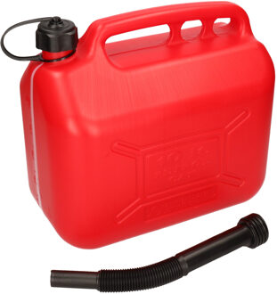 Jerrycan rood met vloeistofindicator voor brandstof - 10 liter - inclusief schenktuit - benzine / diesel