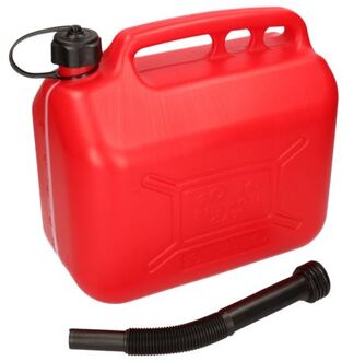 Jerrycan rood met vloeistofindicator voor brandstof - 10 liter - inclusief schenktuit - benzine / diesel