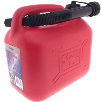 Jerrycan rood met vloeistofindicator voor brandstof - 5 liter - inclusief schenktuit - benzine / diesel