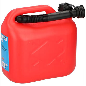 Jerrycan rood voor brandstof - 5 liter - inclusief schenktuit - benzine / diesel