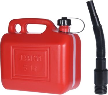 Jerrycan voor brandstof - 5 liter - rood - met schenktuit