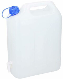 Jerrycan voor water - 15 liter - Kunststof - met kraantje en dop - Jerrycan voor water Wit