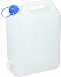 Jerrycan voor water - 20 liter - Kunststof - met kraantje en dop - Jerrycan voor water Wit