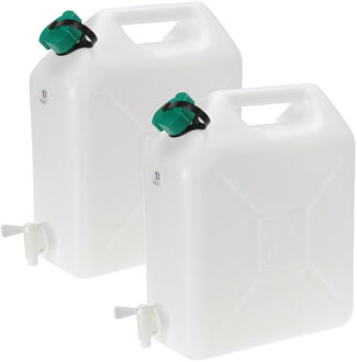 Jerrycan voor water - 2x - 10 liter - Kunststof - met kraantje en dop