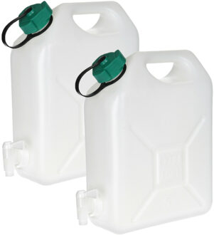 Jerrycan voor water - 2x - 5 liter - Kunststof - met kraantje en dop