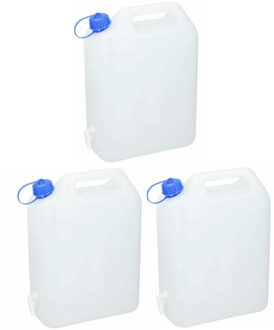 Jerrycan voor water - 3x - 20 liter - Kunststof - met kraantje en dop