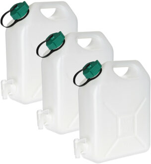 Jerrycan voor water - 3x - 5 liter - Kunststof - met kraantje en dop