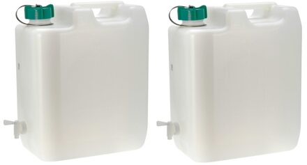 Jerrycan/watertank met kraantje - 2x - 35 liter - voor water - extra sterk kunststof - 42 x 25 x 47c