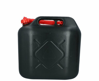 Jerrycan zwart met rode flexibele schenktuit 20 liter