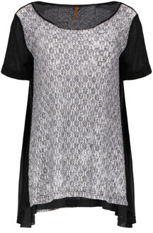 Jersey gebreide top met korte mouwen - maat Zwart