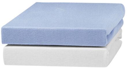 Jersey hoeslaken 2-pack 70 x 140 cm wit/blauw - 60/70x120/140 cm