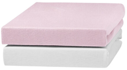 Jersey hoeslaken 2-pack 70 x 140 cm wit/roze Roze/lichtroze - 60/70x120/140 cm