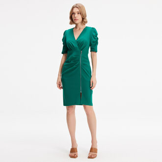Jersey -jurk met zipzijde Smaragd