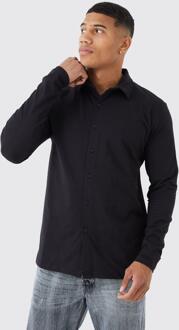 Jersey Overhemd Met Lange Mouwen, Black