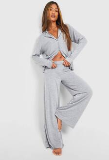 Jersey Pyjamabroek Met Wijde Pijpen, Grey Marl - 36