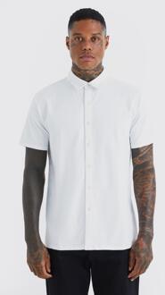 Jersey Regular Fit Overhemd Met Korte Mouwen, White - S