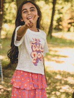Jersey rokje koraal floral spring voor meisjes in de kleur Oranje - 110