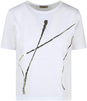 Jersey T-shirt met gelamineerde print Herno , White , Dames - L,M,S,Xs