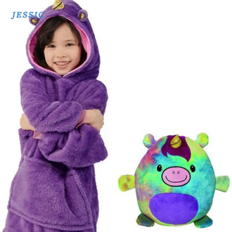 JESSIC New Cute Pet Hoodie Polyester Car Pillow Hooded Children's Clothing Plush Animal Pet Shirt For Kids Xmas Birthday Gift