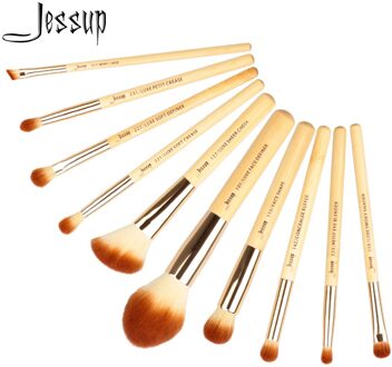Jessup 10 Stuks Make-Up Kwasten Bamboe Beauty Kit Professionele Synthetische Pincel Maquiagem Vouw Blender Oogschaduw Cosmetica T143