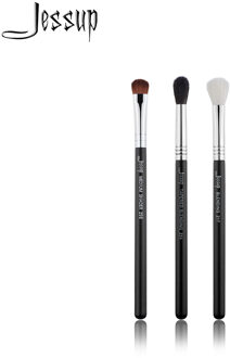 Jessup borstel 3pcs Zwart/Zilver Make-Up kwasten set Beauty tools Cosmetische Make up Brush Tapered Blending SHADER