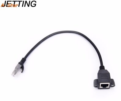 Jetting 1Pcs Zwart RJ45 Man-vrouw Screw Panel Mount Ethernet Lan-netwerk Verlengkabel
