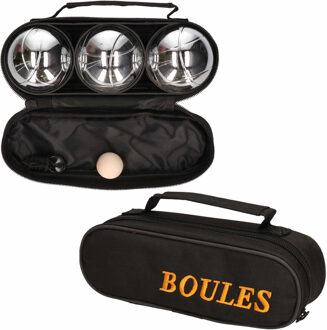 Jeu de boules set 10-delig - 6x ballen met 2x klein houten balletjes in draagtas en meetlinten