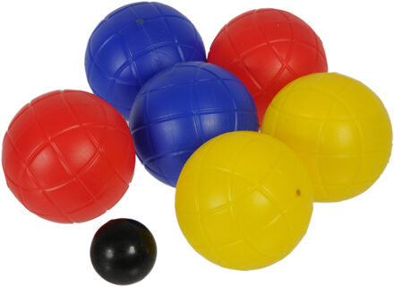 Jeu de boules set 6 gekleurde ballen/1 but met draagtray