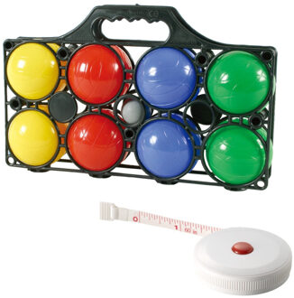 Jeu de boules set met 8 ballen + compact meetlint 1,5 meter Multi
