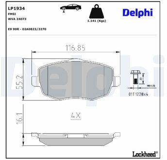 Jeu De Plaquettes De Frein LP1934