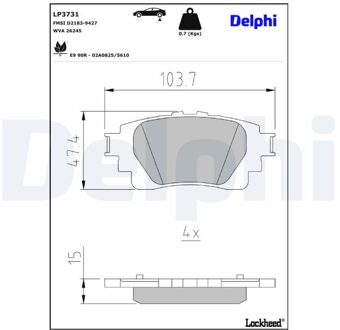 Jeu De Plaquettes De Frein LP3731