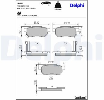 Jeu De Plaquettes De Frein LP625