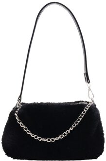 Jeugd Dames Eenvoudige Veelzijdige Top-Handvat Tas Vintage Pluche Keten Schouder Handtassen Voor Vrouwen Herfst Dagelijks Dier Onderarm Tassen B