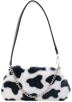 Jeugd Dames Eenvoudige Veelzijdige Top-Handvat Tas Vintage Pluche Keten Schouder Handtassen Voor Vrouwen Herfst Dagelijks Dier Onderarm Tassen