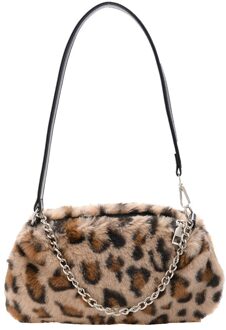 Jeugd Dames Eenvoudige Veelzijdige Top-Handvat Tas Vintage Pluche Keten Schouder Handtassen Voor Vrouwen Herfst Dagelijks Dier Onderarm Tassen