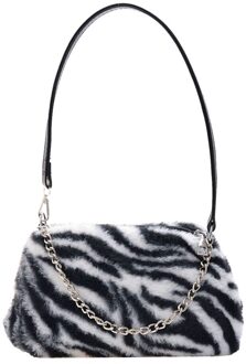 Jeugd Dames Eenvoudige Veelzijdige Top-Handvat Tas Vintage Pluche Keten Schouder Handtassen Voor Vrouwen Herfst Dagelijks Dier Onderarm Tassen