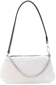 Jeugd Dames Eenvoudige Veelzijdige Top-Handvat Tas Vintage Pluche Keten Schouder Handtassen Voor Vrouwen Herfst Dagelijks Dier Onderarm Tassen