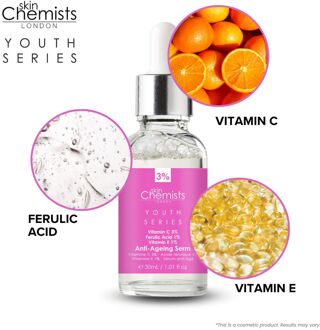 Jeugdserie Anti-Verouderingsserum Vitamine C 3%, Ferulinezuur 1%, Vitamine E 1% 30ml - One Size